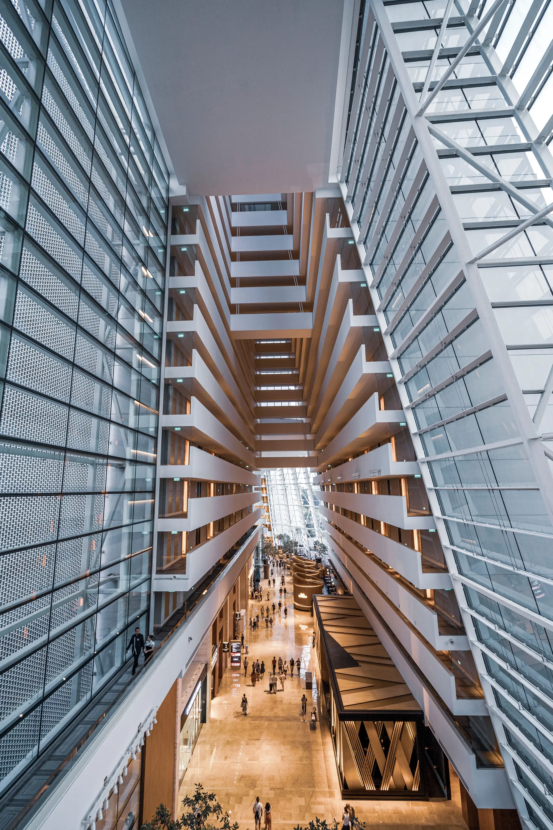Architectural atrium and physical infrastructure details of luxury casino resort