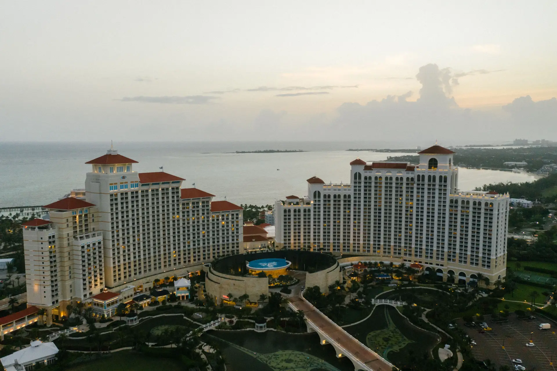 Grey Eagle Resort and Casino with rocky mountain foothills background